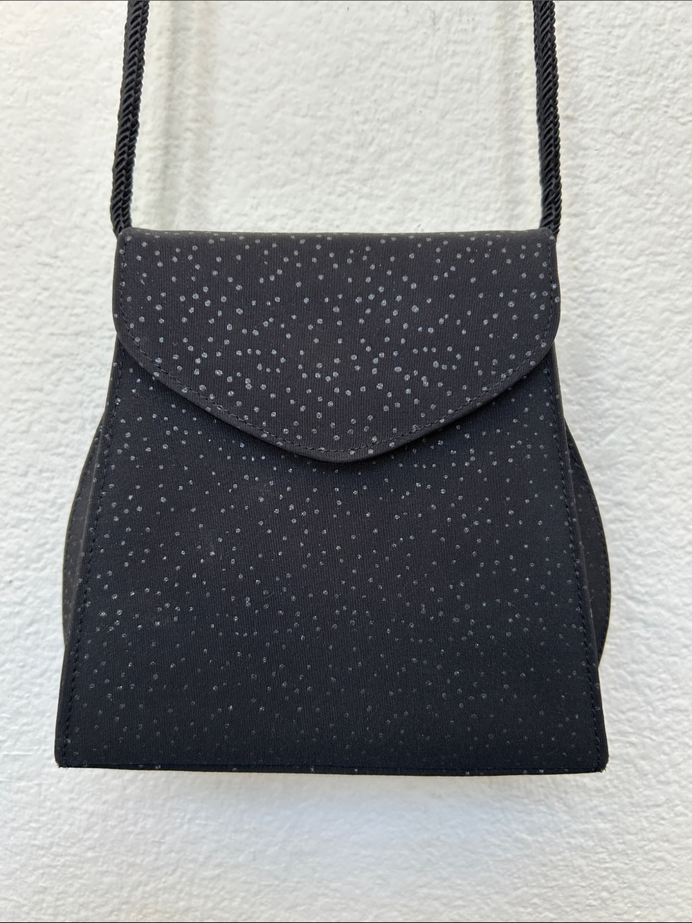 Stuart Weitzman Black Sparkle Flap Crossbody Bag